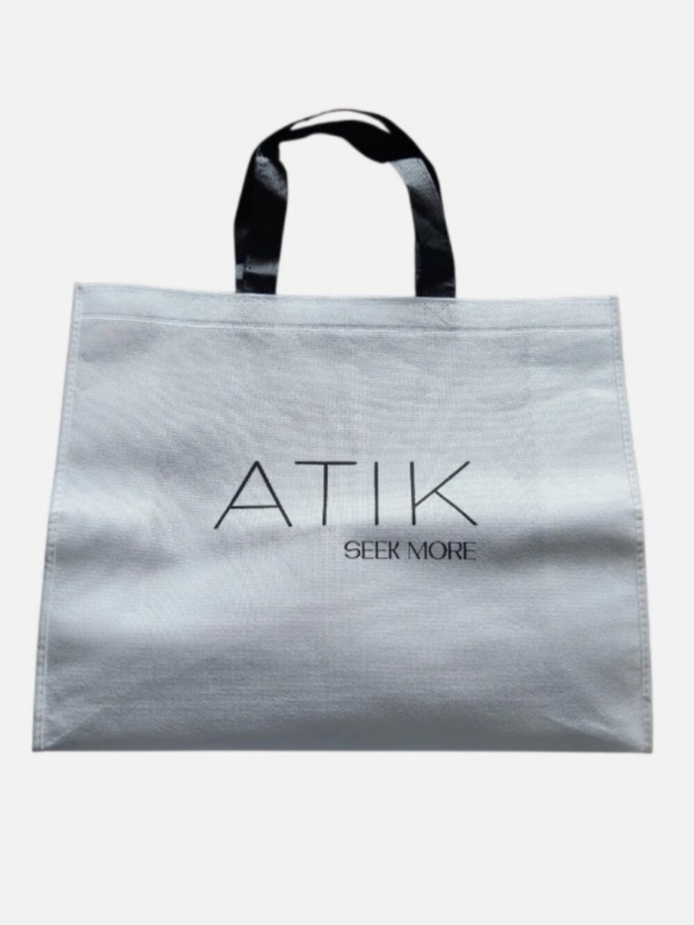 ATIK Shopping Tote Bag Large Size White with Black Handle 18 X 14.5x5.5" NWOT